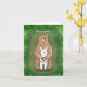 Bär und Bunny Happy Gemeinsam Niedliche Couple Lie Karte (Gelbe Blume)