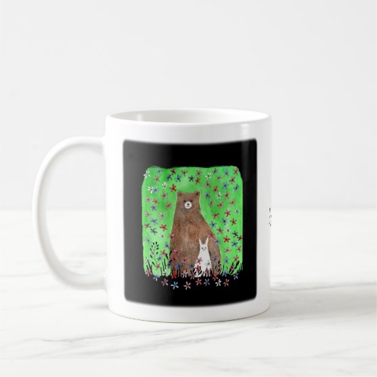 Bär und Bunny in Blume Niedlichen Paare Individuel Kaffeetasse (Links)