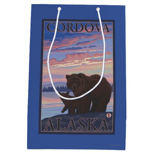 Bär und CUB - Cordova, Alaska Mittlere Geschenktüte (Rückseite)