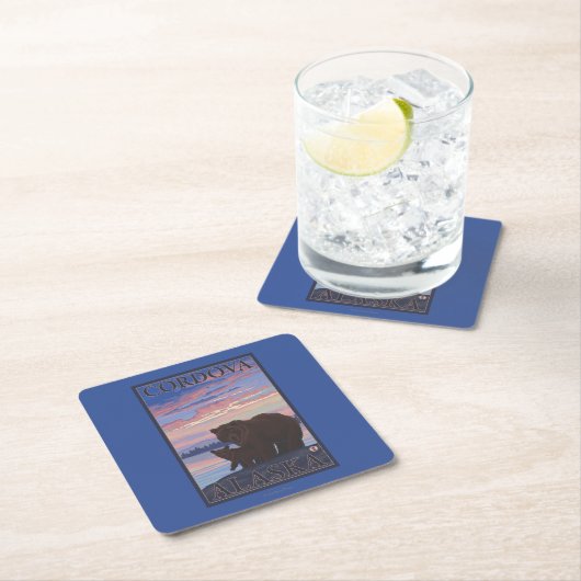 Bär und CUB - Cordova, Alaska Rechteckiger Pappuntersetzer (Vor Ort)