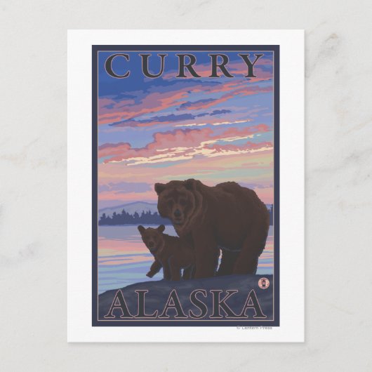 Bär und Cub - Curry, Alaska Postkarte (Vorderseite)