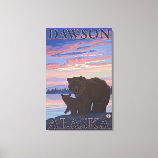 Bär und Cub - Dawson, Alaska Leinwanddruck (Vorderseite)