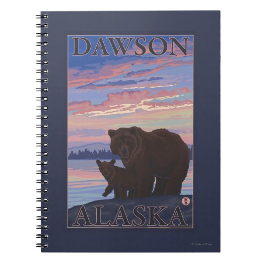 Bär und Cub - Dawson, Alaska Notizblock (Vorderseite)