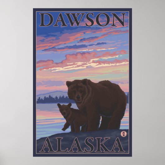 Bär und Cub - Dawson, Alaska Poster (Vorne)