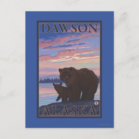Bär und Cub - Dawson, Alaska Postkarte (Vorderseite)