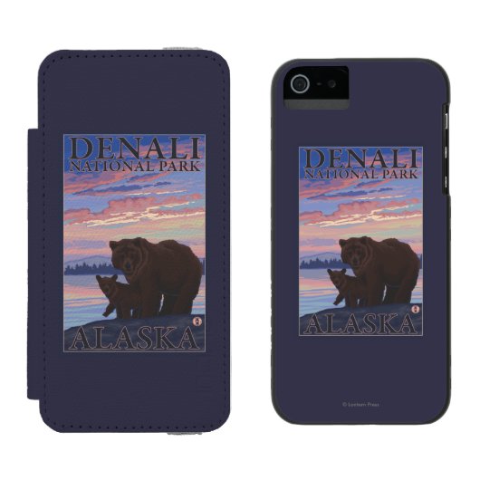 Bär und CUB - Denali Nationalpark, Alaska Incipio iPhone Geldbeutel-Hülle (Seite an Seite)