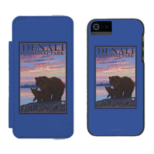 Bär und CUB - Denali Nationalpark, Alaska Incipio Watson™ iPhone 5 Geldbörsen Hülle