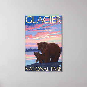 Bär und Cub - Glacier National Park, MT Leinwanddruck