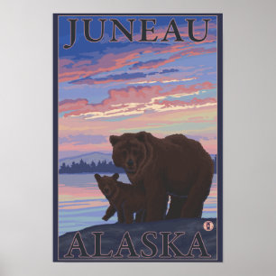 Bär und Cub - Juneau, Alaska Poster