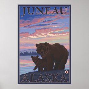 Bär und Cub - Juneau, Alaska Poster