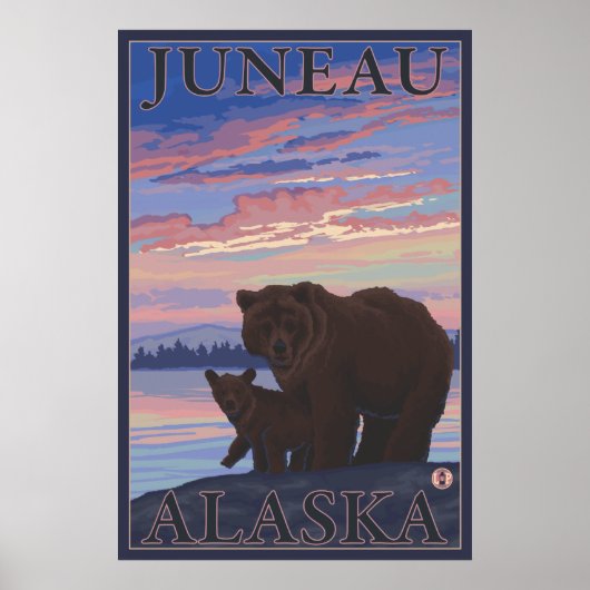 Bär und Cub - Juneau, Alaska Poster (Vorne)