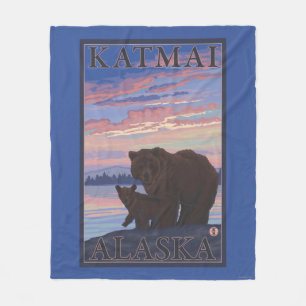 Bär und CUB - Katmai, Alaska Fleecedecke