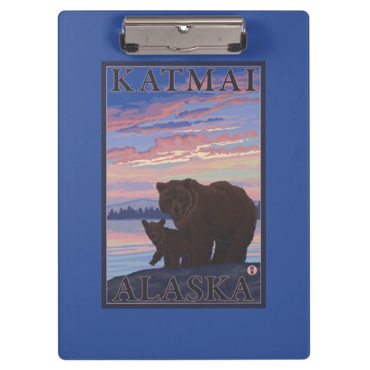 Bär und CUB - Katmai, Alaska Klemmbrett (Vorderseite)