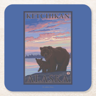 Bär und CUB - Ketchikan, Alaska Rechteckiger Pappuntersetzer