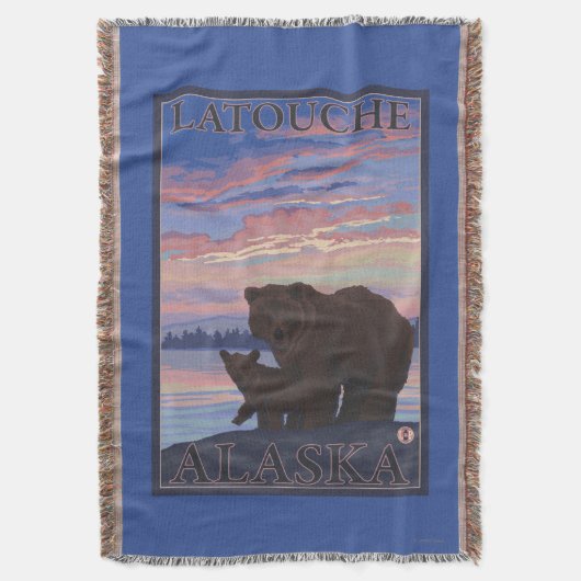 Bär und CUB - Latouche, Alaska Decke (Vorderseite Vertikal)