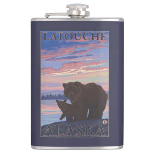 Bär und CUB - Latouche, Alaska Flachmann