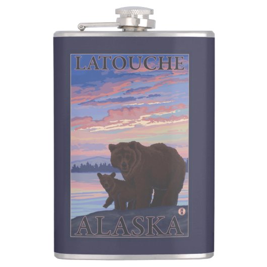 Bär und CUB - Latouche, Alaska Flachmann (Vorderseite)