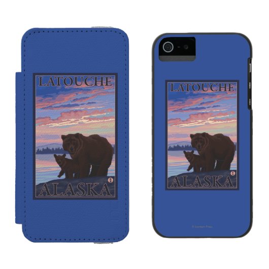 Bär und CUB - Latouche, Alaska Incipio iPhone Geldbeutel-Hülle (Seite an Seite)