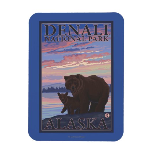 Bär und Cub - Nationalpark Denali, Alaska Magnet (Vertikal)