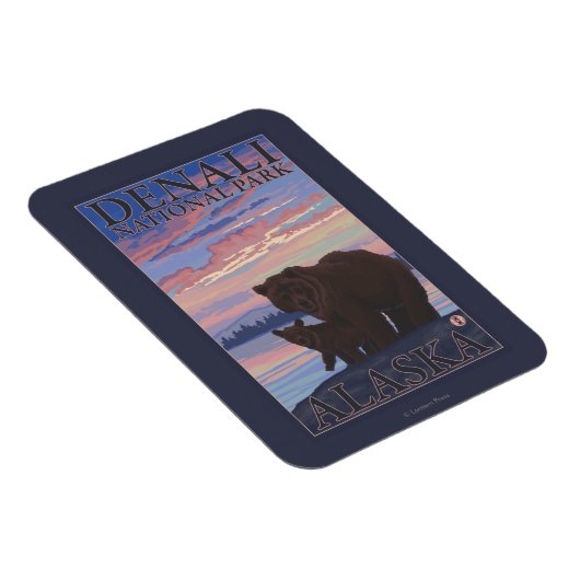 Bär und Cub - Nationalpark Denali, Alaska Magnet (Rechte Seite)
