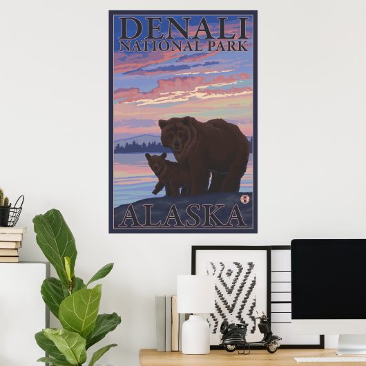 Bär und Cub - Nationalpark Denali, Alaska Poster (Heimbüro)