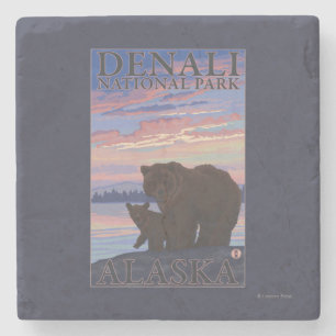 Bär und Cub - Nationalpark Denali, Alaska Steinuntersetzer