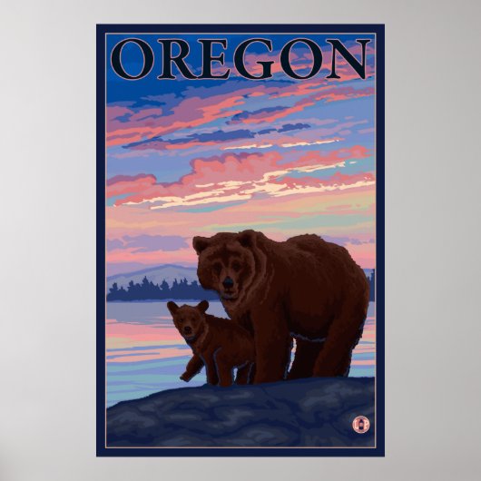 Bär und Cub - Oregon Poster (Vorne)