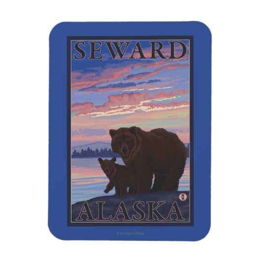 Bär und Cub - Seward, Alaska Magnet (Vertikal)