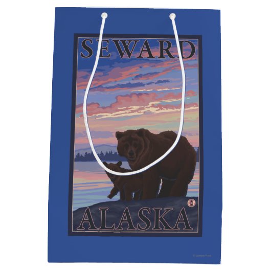 Bär und CUB - Seward, Alaska Mittlere Geschenktüte (Rückseite)