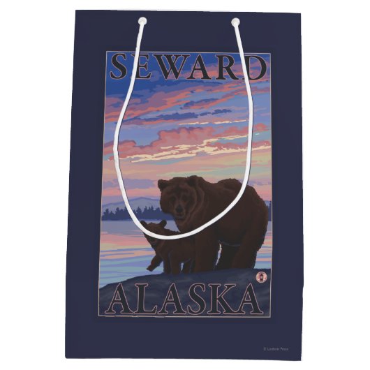 Bär und CUB - Seward, Alaska Mittlere Geschenktüte (Rückseite)