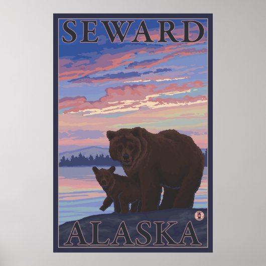 Bär und Cub - Seward, Alaska Poster (Vorne)