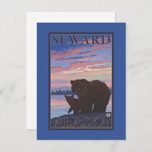 Bär und Cub - Seward, Alaska Postkarte (Vorne/Hinten)