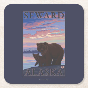 Bär und CUB - Seward, Alaska Rechteckiger Pappuntersetzer