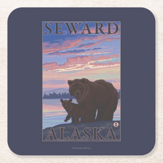 Bär und CUB - Seward, Alaska Rechteckiger Pappuntersetzer (Vorderseite)