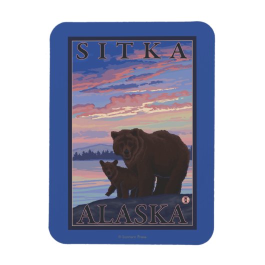 Bär und Cub - Sitka, Alaska Magnet (Vertikal)