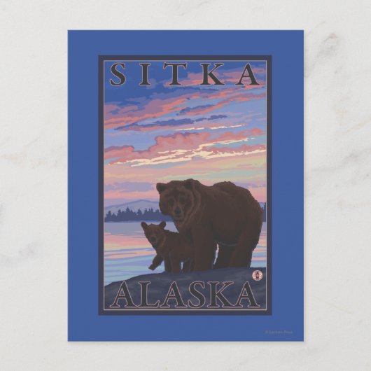 Bär und Cub - Sitka, Alaska Postkarte (Vorderseite)