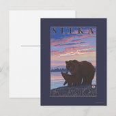 Bär und Cub - Sitka, Alaska Postkarte (Vorne/Hinten)