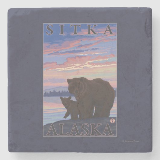 Bär und CUB - Sitka, Alaska Steinuntersetzer (Vorderseite)