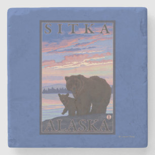 Bär und CUB - Sitka, Alaska Steinuntersetzer