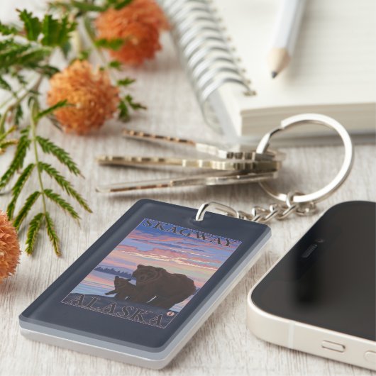 Bär und CUB - Skagway, Alaska Schlüsselanhänger (Vorderseite rechts)