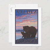Bär und Cub - Valdez, Alaska Postkarte (Vorne/Hinten)