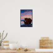 Bär und Cub - Vintage Travel Poster (Küche)
