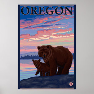 Bär und Cub - Vintage Travel Poster
