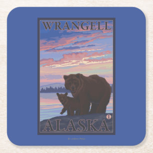Bär und CUB - Wrangell, Alaska Rechteckiger Pappuntersetzer