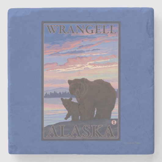 Bär und CUB - Wrangell, Alaska Steinuntersetzer (Vorderseite)