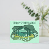 Bär und Cube aus Papier Postkarte (Stehend Vorderseite)