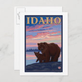 Bär und CubIdahoVintage Reiseplakat Postkarte (Vorne/Hinten)