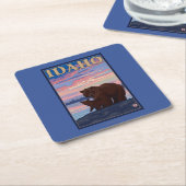 Bär und CubIdahoVintage Reiseplakat Rechteckiger Pappuntersetzer (angewinkelt)