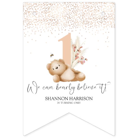 Bär und die Biene zum ersten Geburtstag Wimpelkette (Erste Fahne)