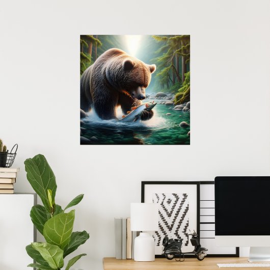 Bär und Fisch: River Dance Poster (Heimbüro)